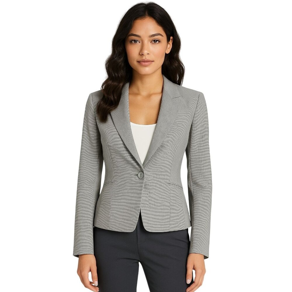 White House Black Market 1 Button Blazer in Gray and White NWT Size 10P